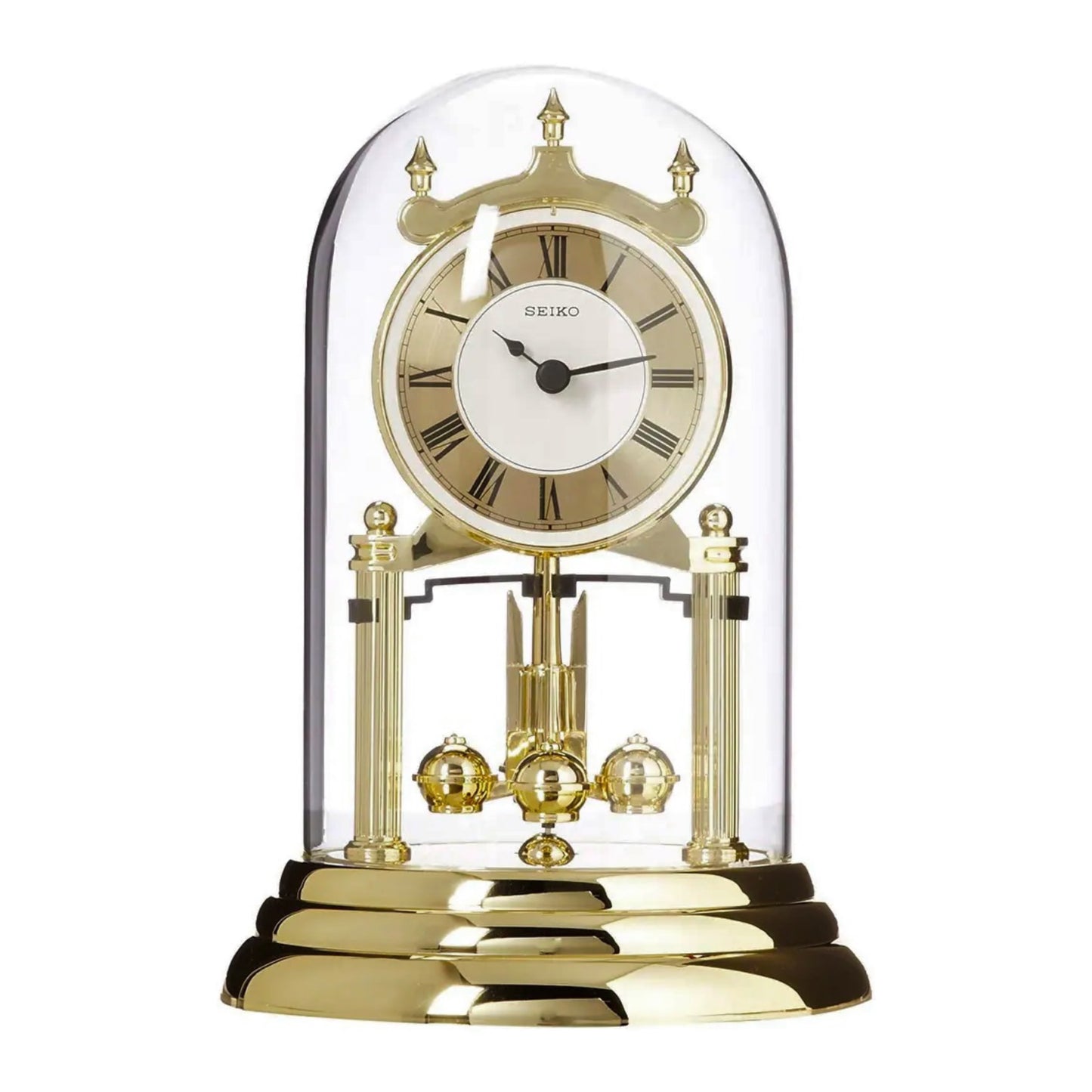 Seiko QHN006GLH "Golden" Anniversary Mantel & Table Clock with Rotating Decoration