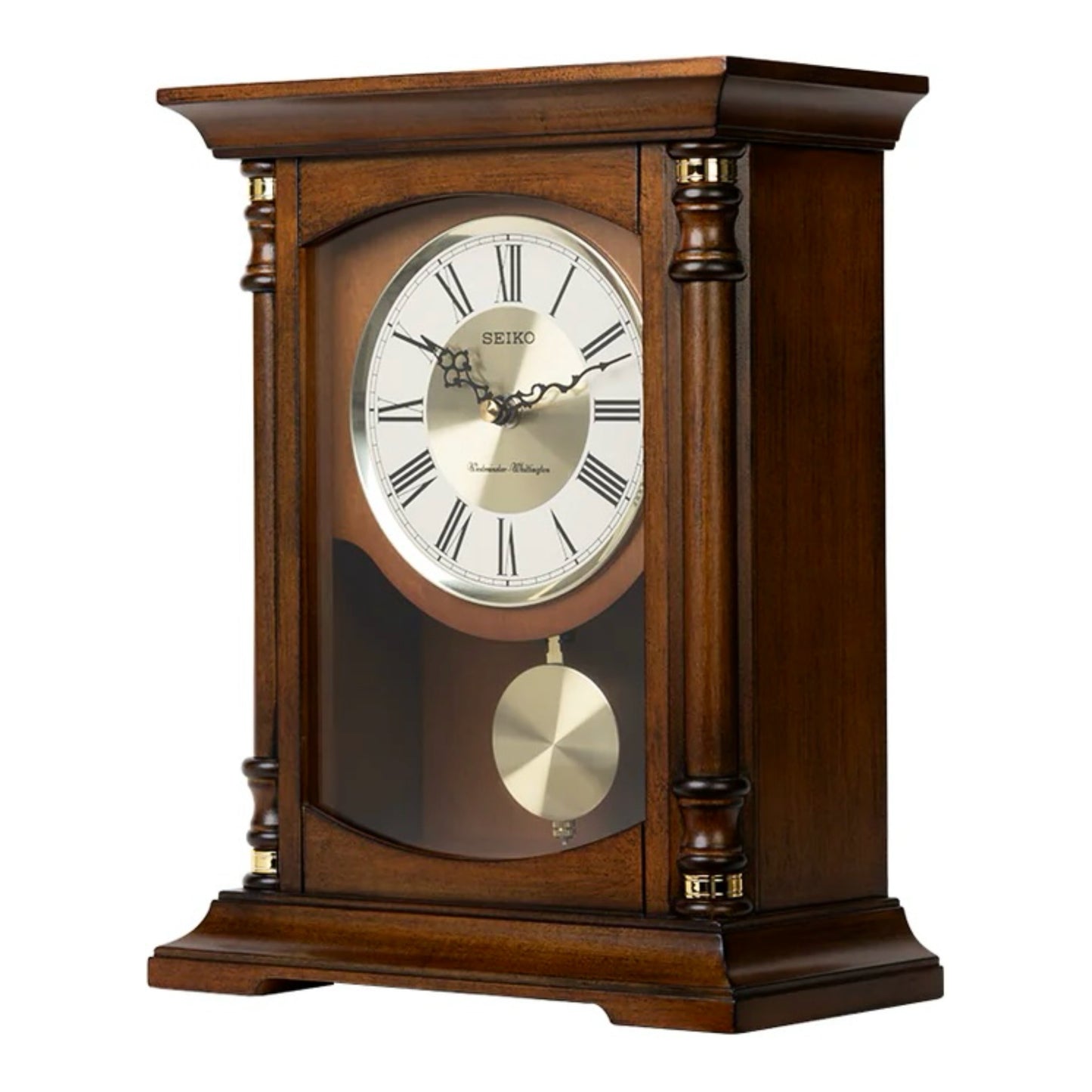 Seiko QXQ034BLH "Baron" Traditional Wooden Chiming Pendulum Mantel Clock