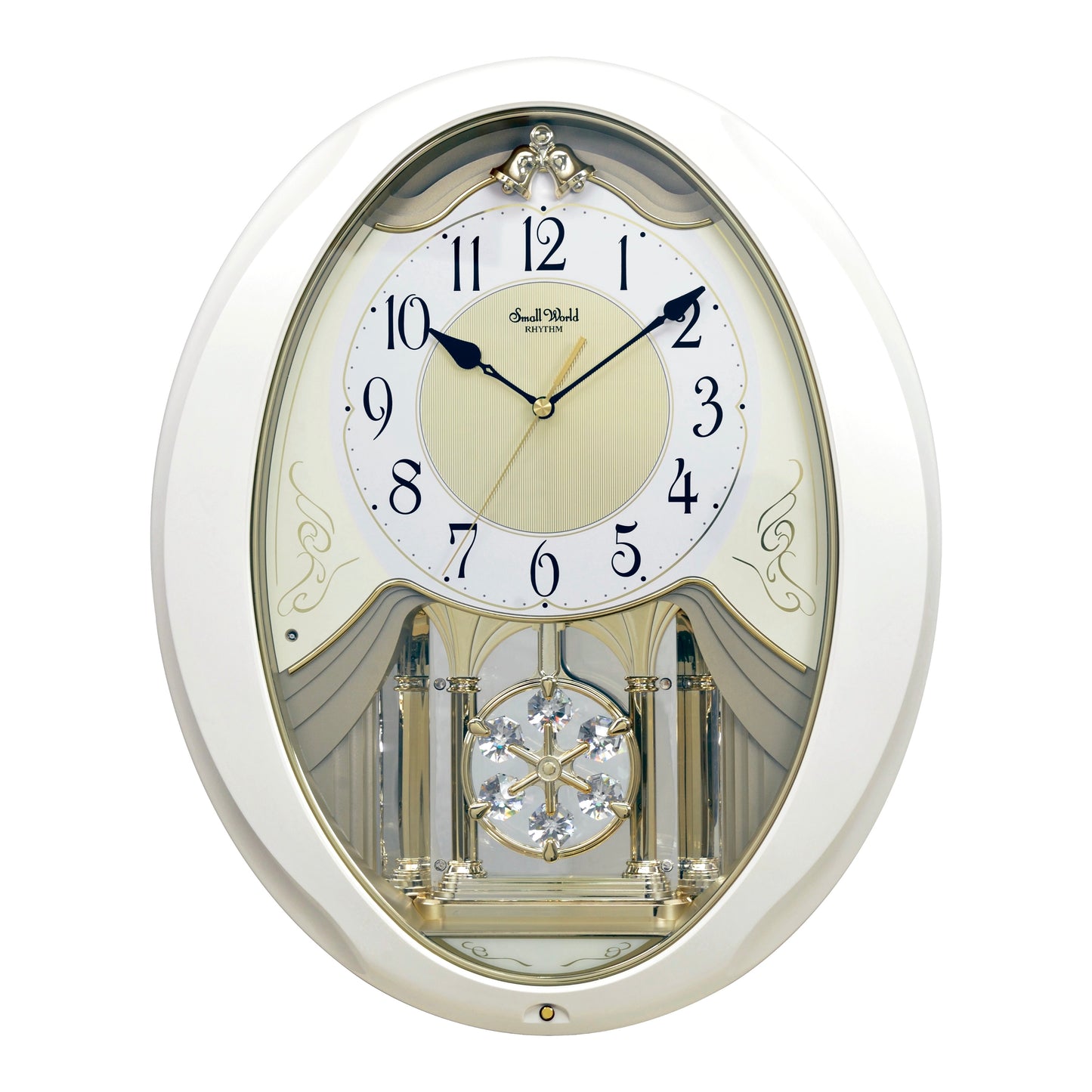 Rhythm “Snowflake Pearl” Musical Motion Decorative Pendulum Wall Clock - 4MJ440WU03
