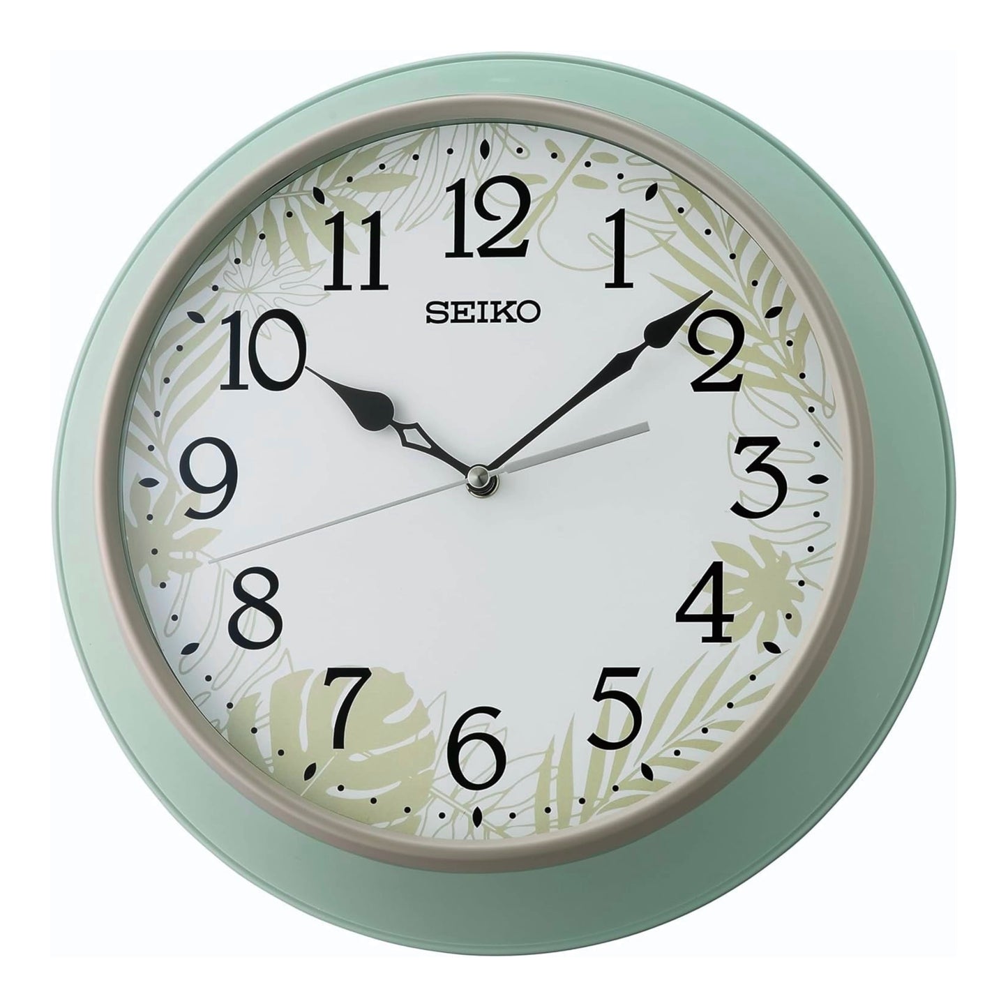 Seiko QXA832MLH "Paradise Foliage" Green Decorative Wall Clock with Silent Sweep Second Hand