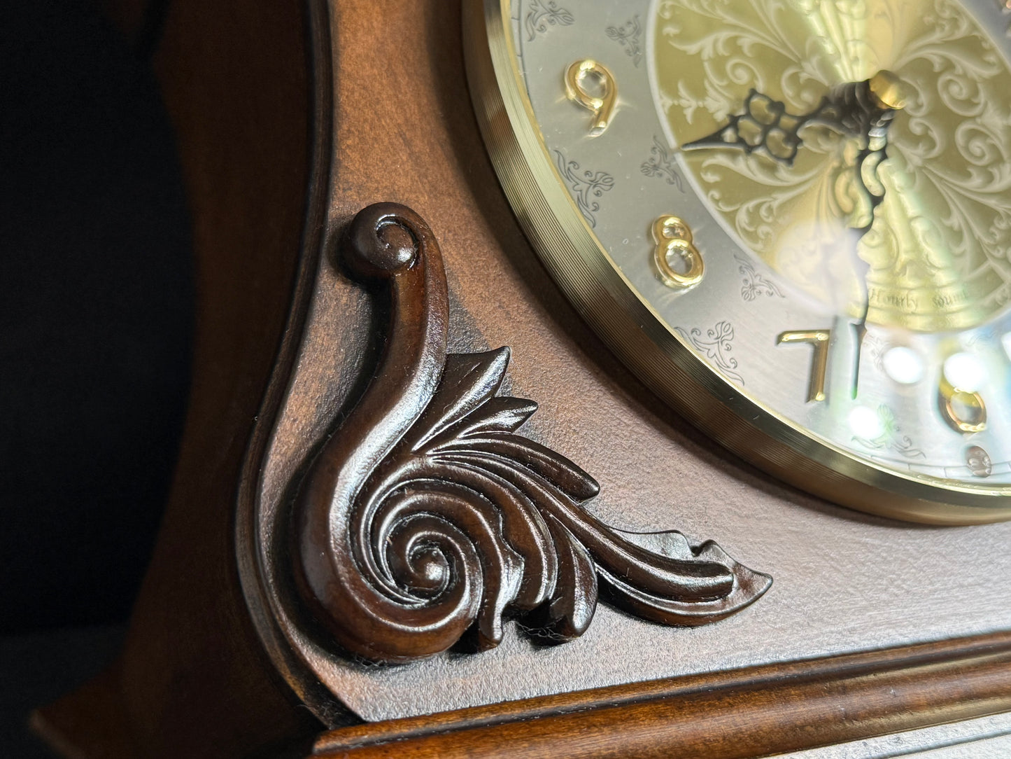 Rhythm "CTS Versailles" Traditional Wooden Musical Mantel Clock with Embossed Steel Dial - CRH125UR06