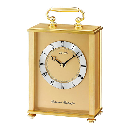Seiko QHJ201GLH "Tama" Metal Chiming Carriage Mantel & Table Clock
