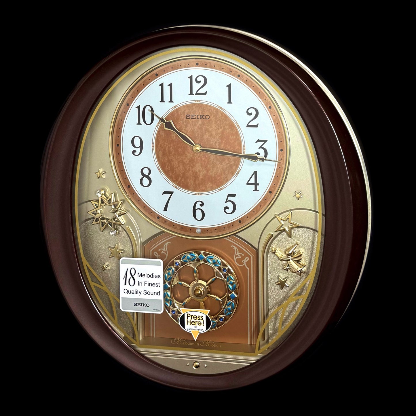 Seiko QXM357BRH “Warm Summer Night” Melodies in Motion Musical Decorative Moving Wall Clock