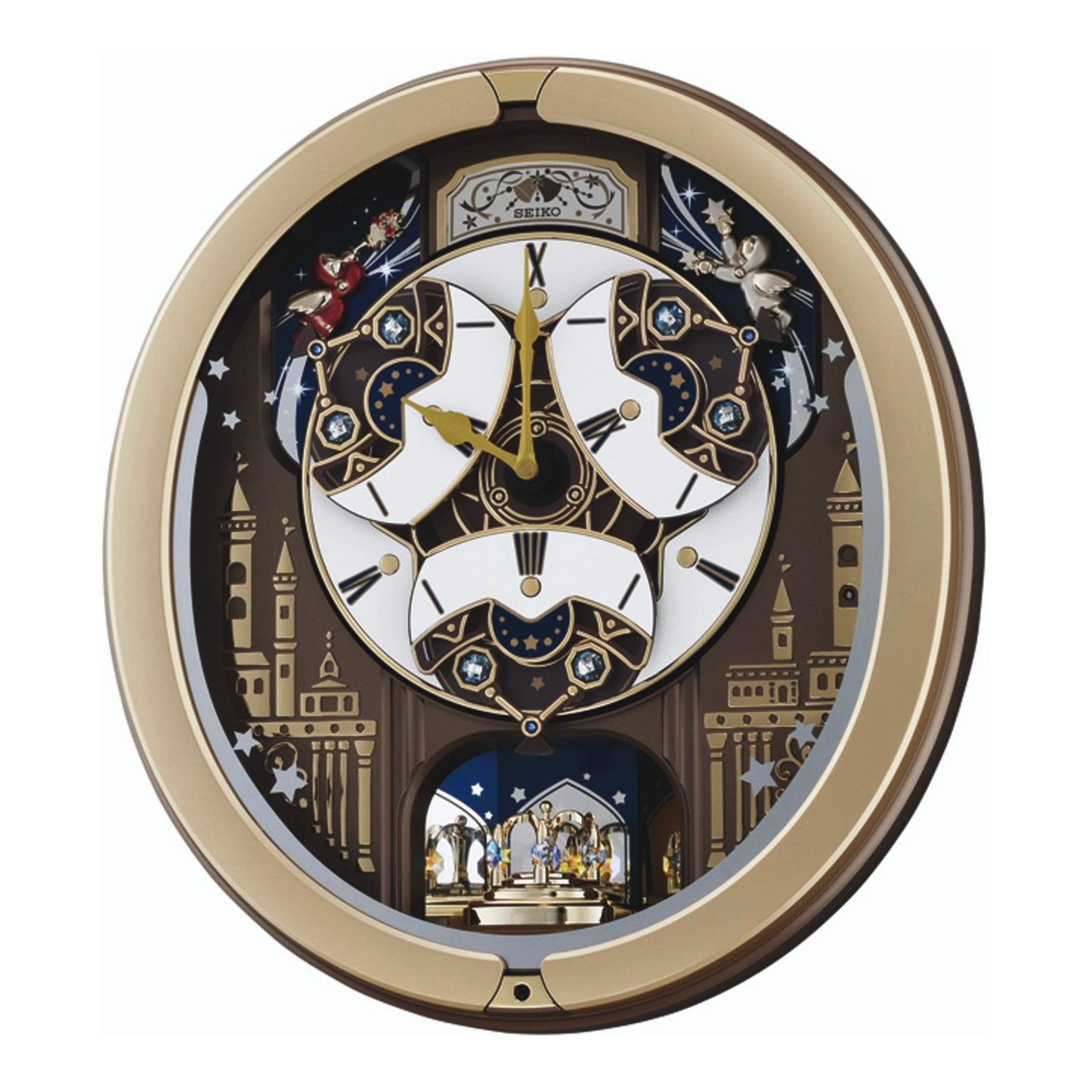 Seiko QXM350GRH "Skyline & Starry Night" Melodies in Motion Dancing Dial Musical Wall Clock
