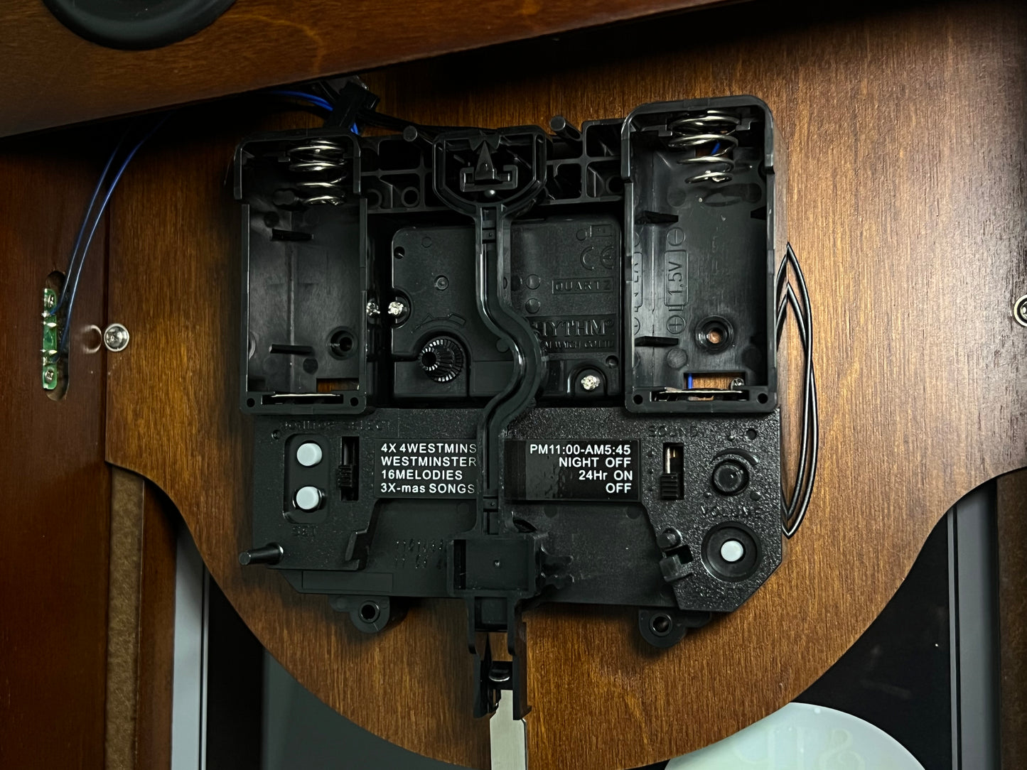 Rhythm “WSM Randolph” Modern Wooden Musical & Chiming Pendulum Wall Clock - CMJ590NR06