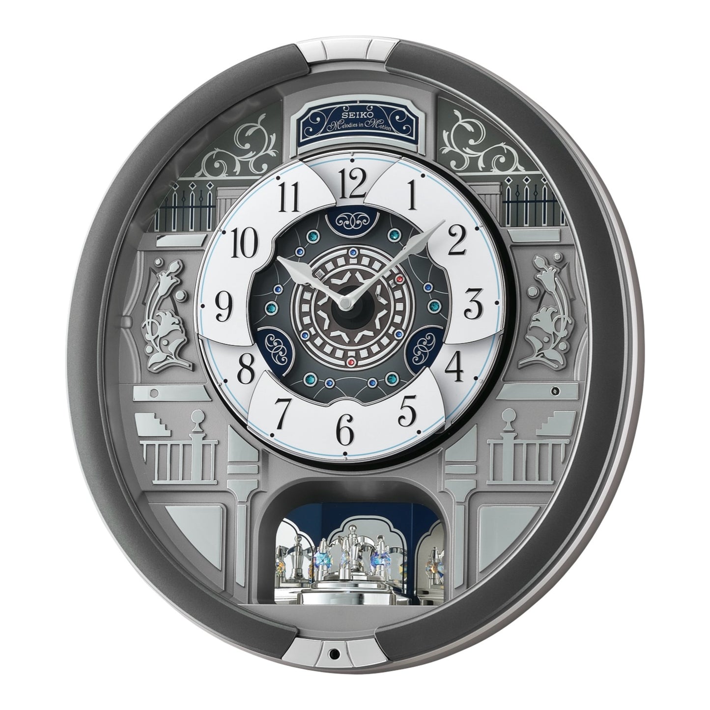 Seiko QXM366SRH “Musical Motifs” Melodies in Motion Dancing Dial Musical Wall Clock