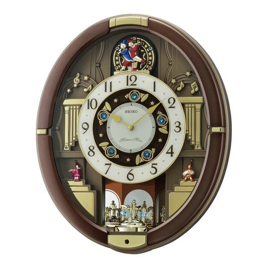 Seiko QXM384BRH "Summer Symphony" Melodies in Motion Musical Wall Clock with Moving Figurines