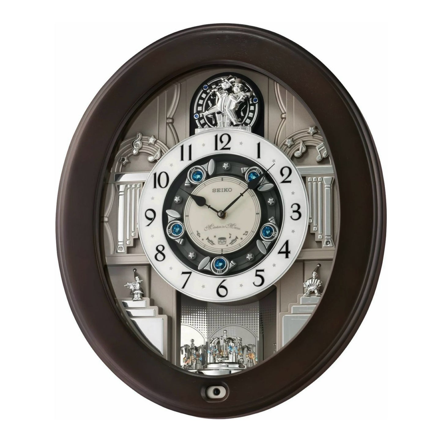 Seiko QXM389NRH "Parade" Melodies in Motion Musical Wooden Wall Clock with Moving Figurines