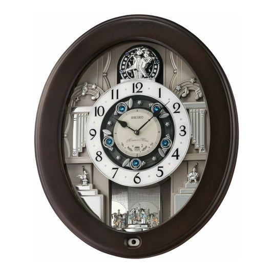 Seiko QXM389NRH "Parade" Melodies in Motion Musical Wooden Wall Clock with Moving Figurines