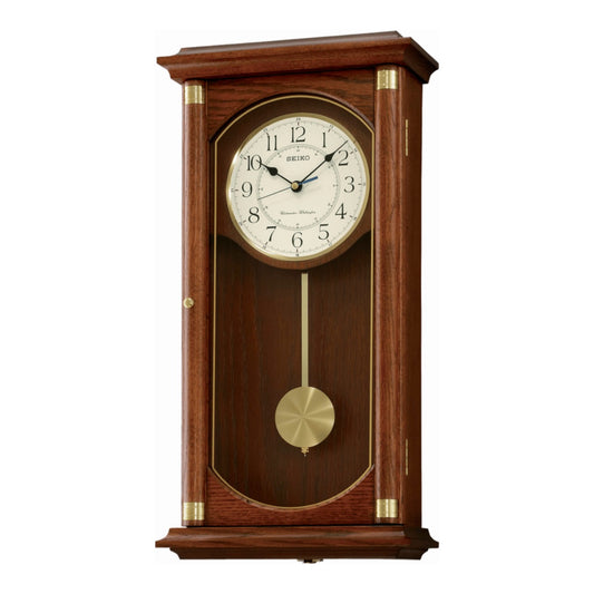 Seiko QXH039BLH "Rectangular" Traditional Wooden Chiming Pendulum Wall Clock
