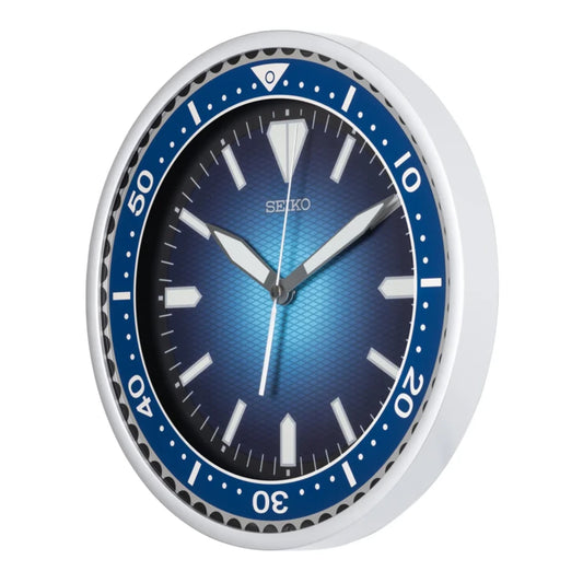 Seiko QXA791ALH "Classic Watch Dial" Blue Heritage Design Luminous Wall Clock with Silent Sweep Second Hand