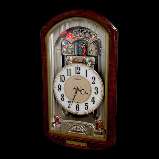Seiko QXM223BRH "Classic Dropping Dial" Melodies in Motion Musical Moving Wall Clock