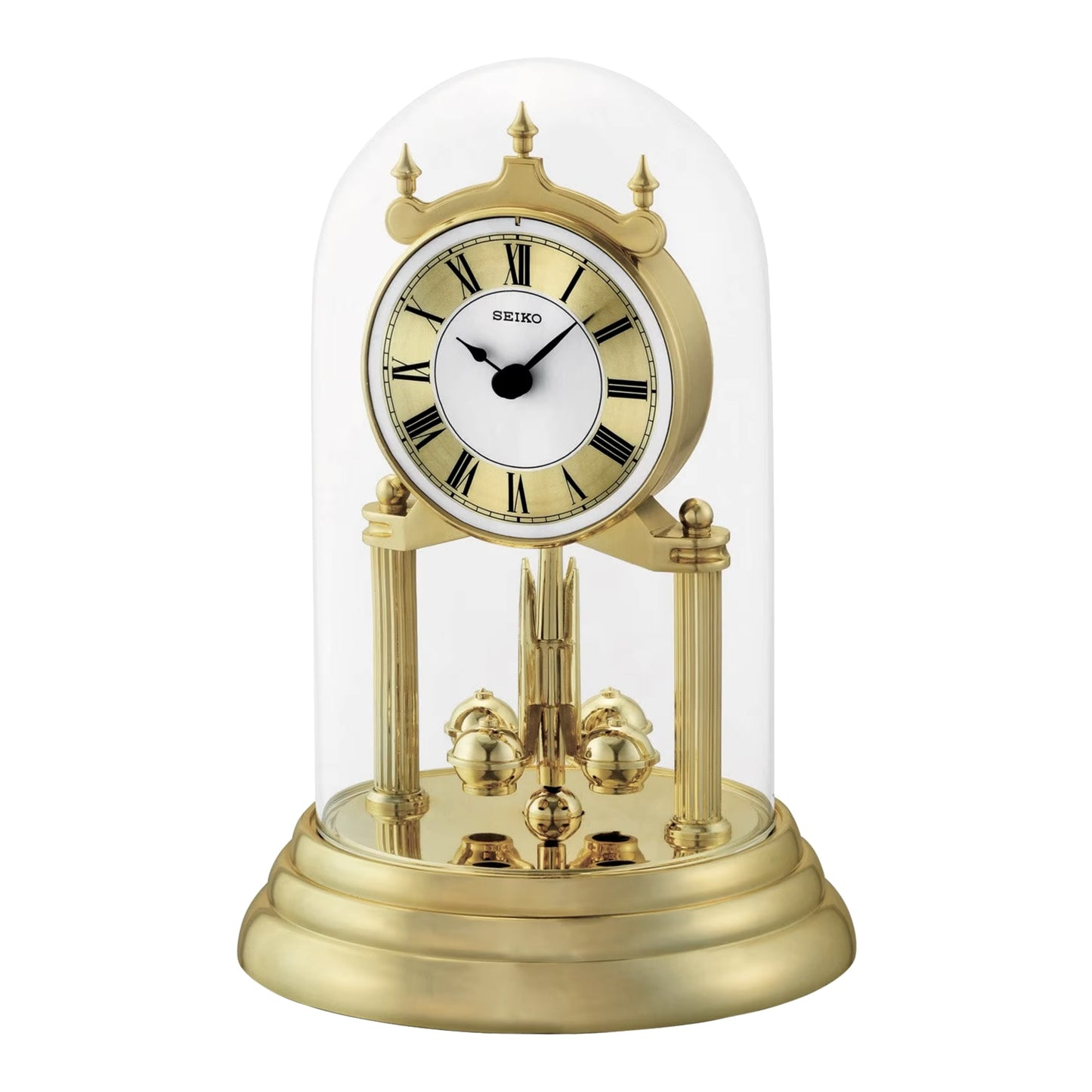 Seiko QHN006GLH "Golden" Anniversary Mantel & Table Clock with Rotating Decoration