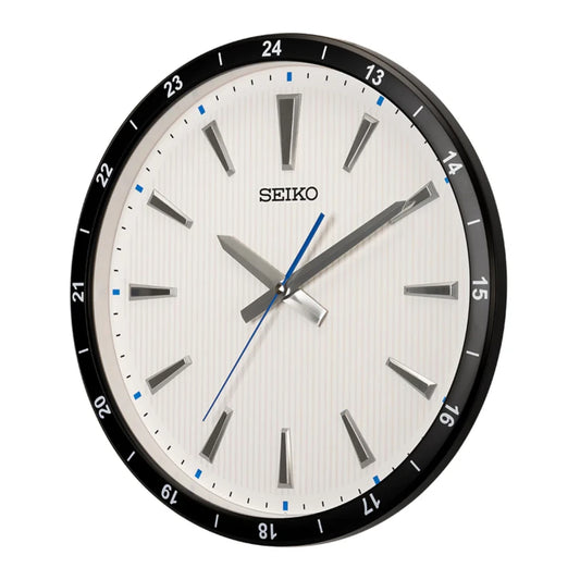 Seiko QXA802JLH "Kao Watch Dial" White Heritage Design Wall Clock with Raised Numerals & Silent Sweep Second Hand
