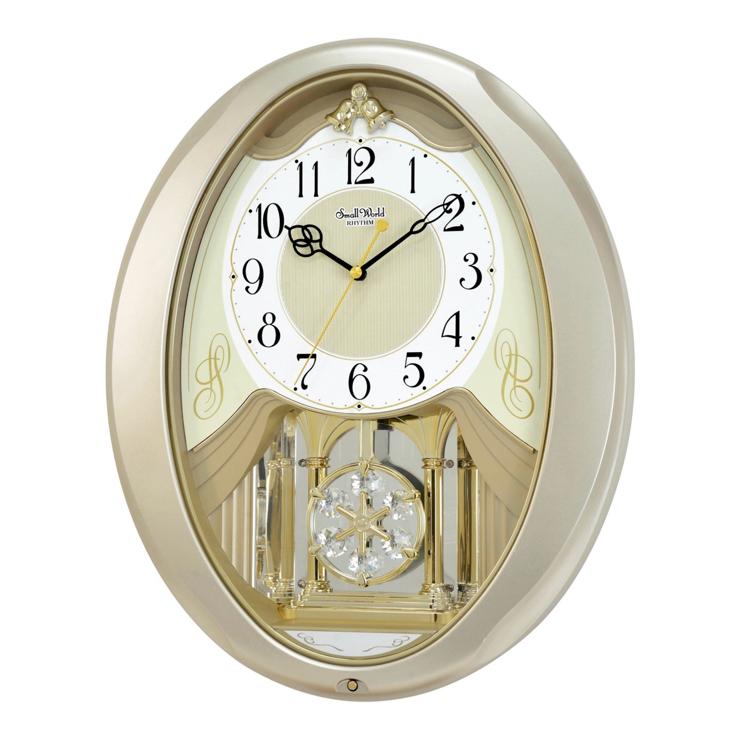 Rhythm “Champagne Snowflake” Musical Motion Decorative Pendulum Wall Clock - 4MJ447WU18