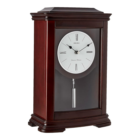 Seiko QXQ013BLH "Suki" Contemporary Modern Wooden Chiming Pendulum Mantel Clock