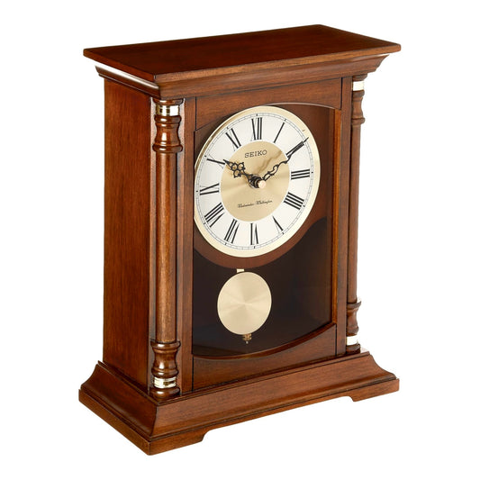 Seiko QXQ034BLH "Baron" Traditional Wooden Chiming Pendulum Mantel Clock
