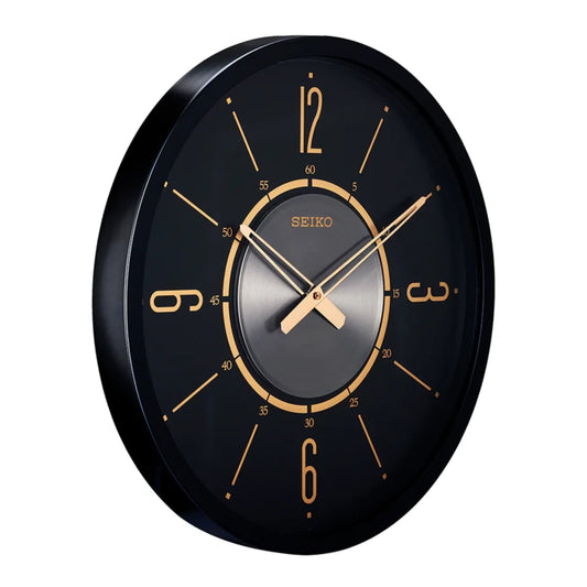 Seiko QXA759KLH "Davis" Retro-Modern Large Decorative Gallery Wall Clock with Raised Bezel