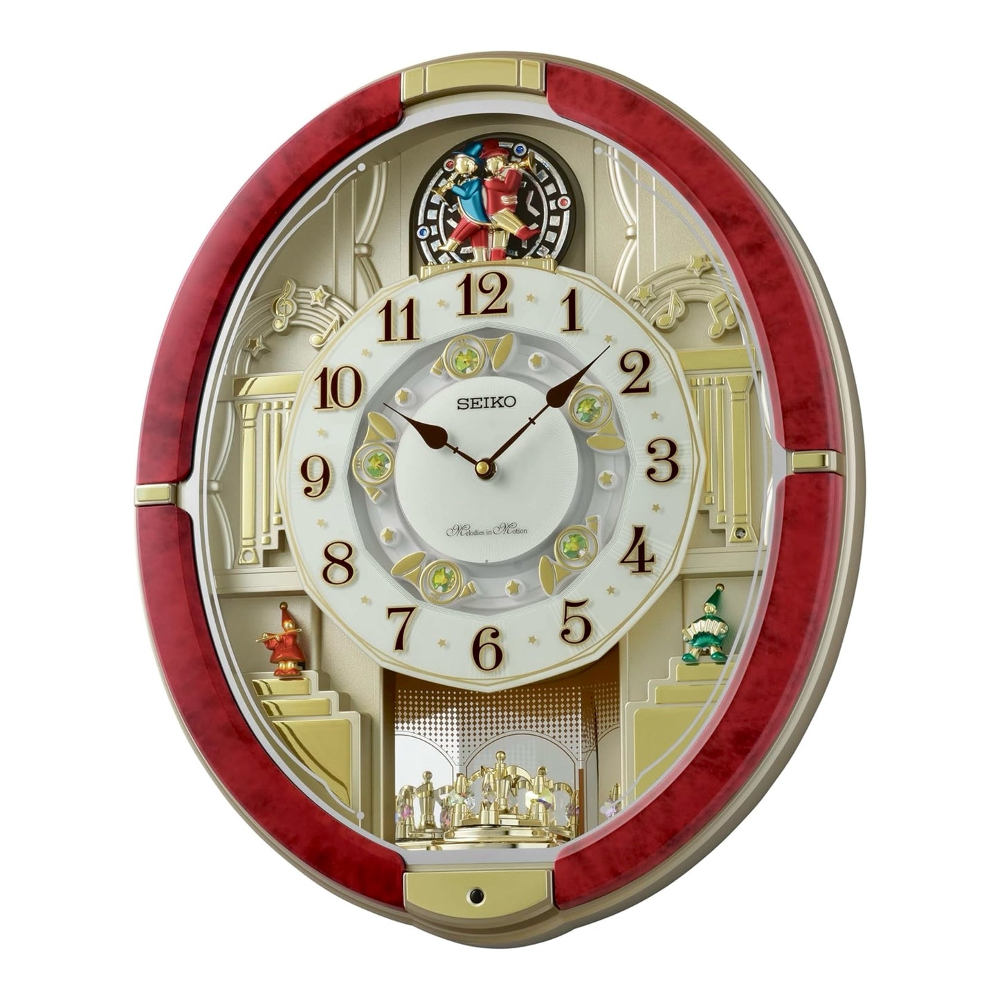Seiko QXM612RRH "Ruby Parade" Melodies in Motion Musical Wall Clock with Moving Figurines