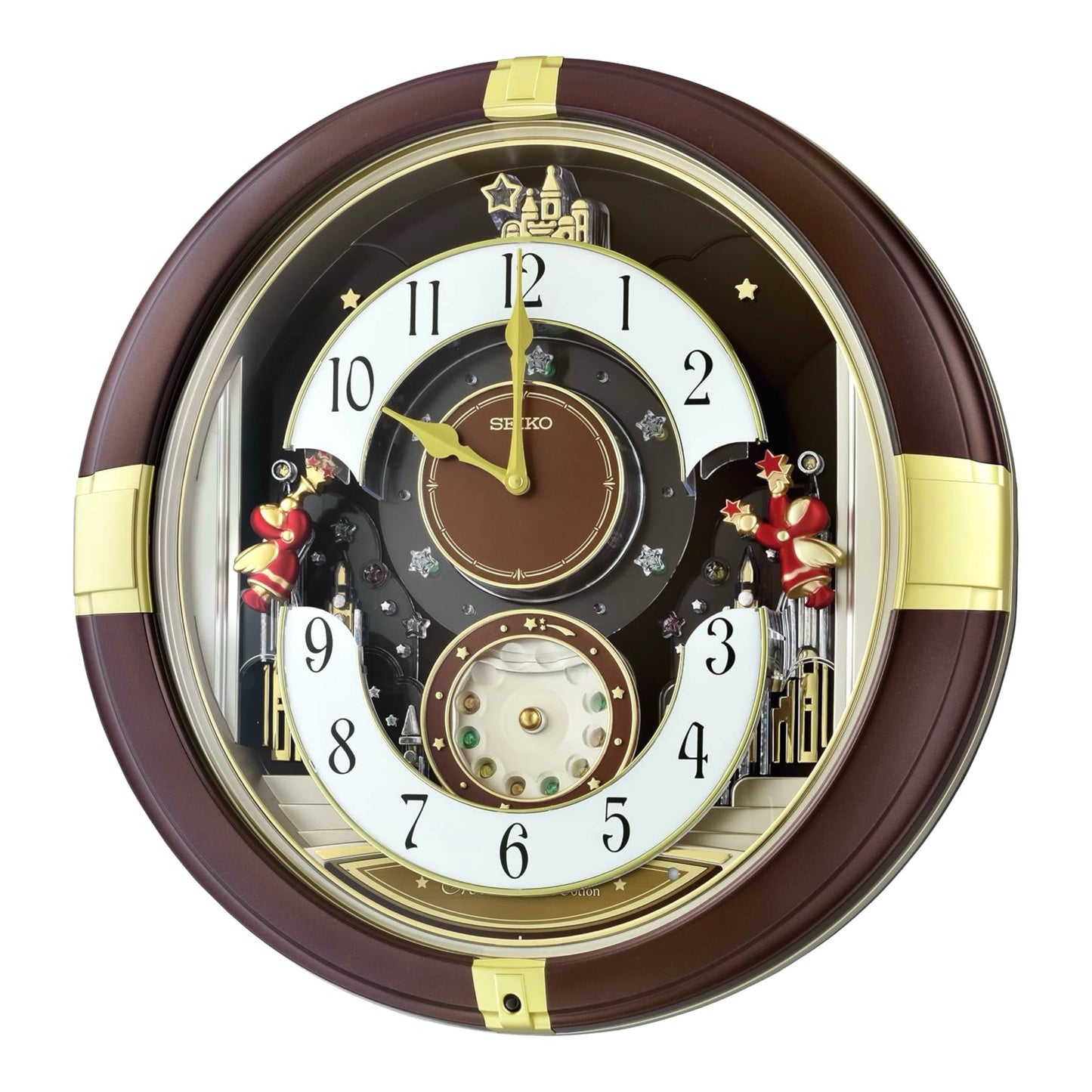Seiko QXM613BRH “Hazel Trumpeting Angels” Melodies in Motion Jaw-Dropping Dial Musical Moving Wall Clock