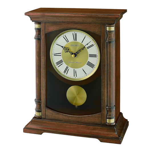Seiko QXQ034BLH "Baron" Traditional Wooden Chiming Pendulum Mantel Clock