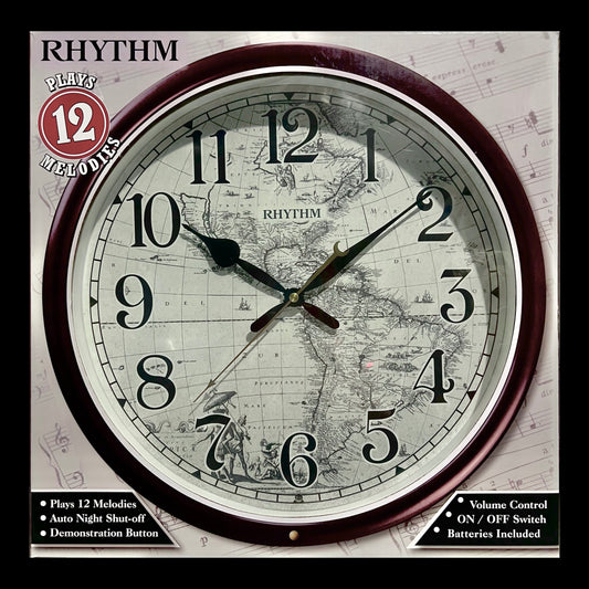 Rhythm 14-Inch Melody “Earth” Decorative Musical Wall Clock - CMH766UR06