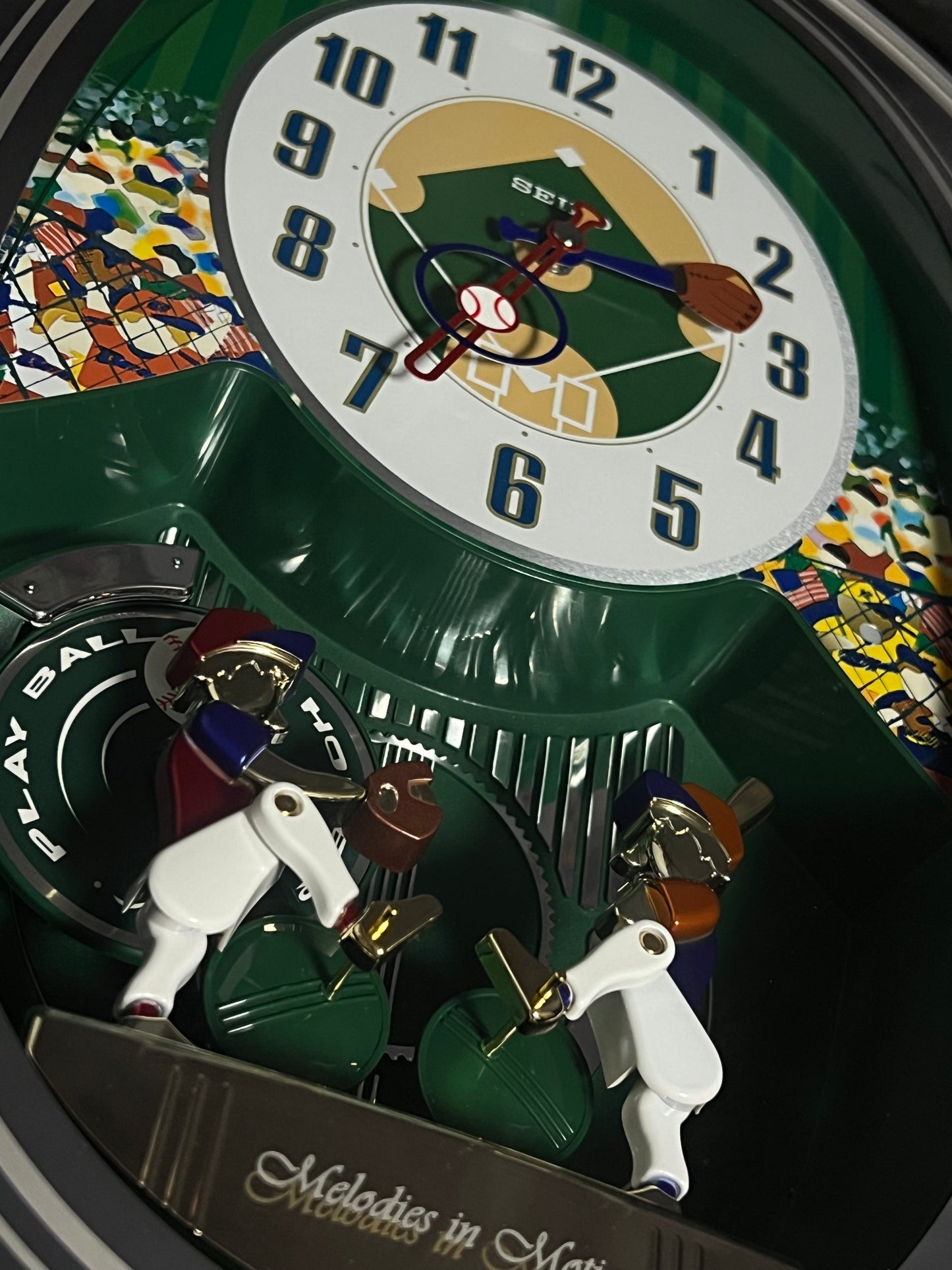 Seiko QXM256SRH "Baseball" Melodies in Motion Musical Moving Wall Clock with Americana Music