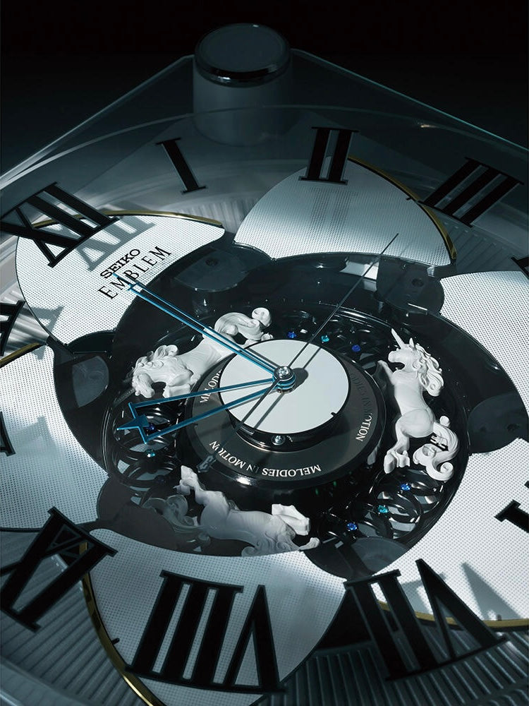 NEW! | Seiko Emblem AHS446WRH "Grace Elite" Melodies in Motion Musical Wall or Mantel Clock with Animated Moving Dial