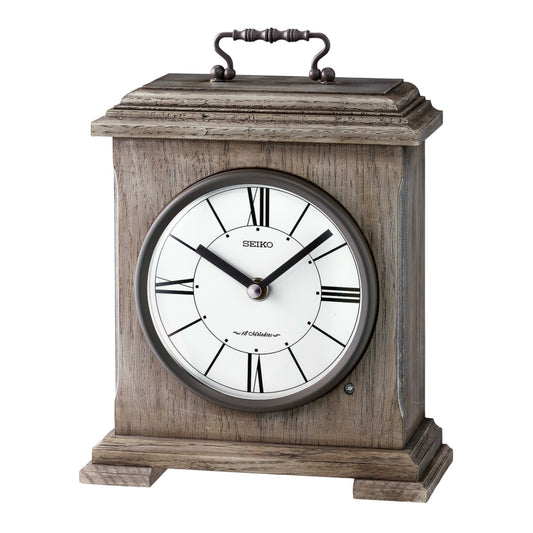Seiko QXW252NLH "Gray Baird" Traditional Musical Wooden Carriage Mantel Clock