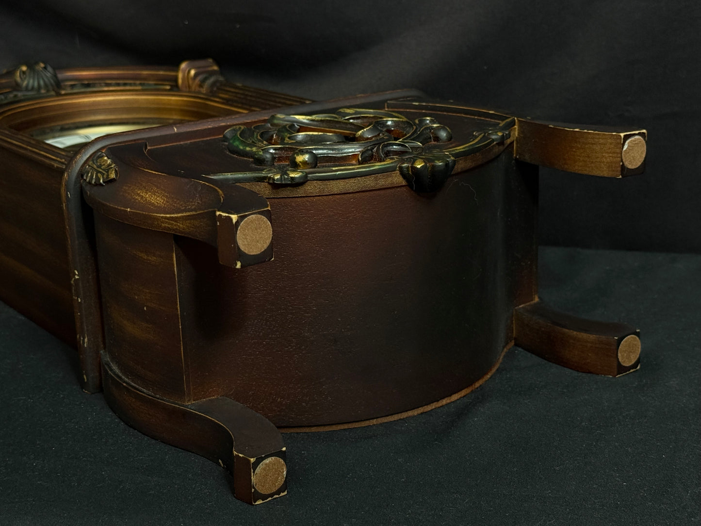 Rhythm "CTS Venetian" Antique-Style Wooden Musical Pendulum Mantel Clock with Intricate Carved Frame - CRJ715UR06