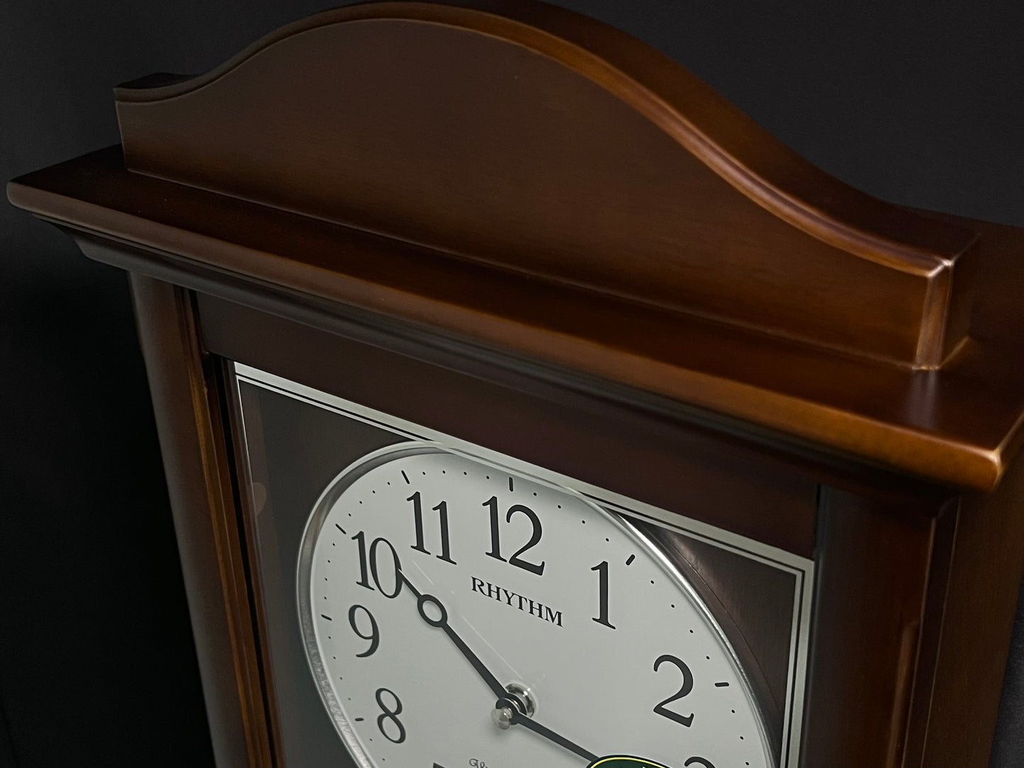 Rhythm “WSM Randolph” Modern Wooden Musical & Chiming Pendulum Wall Clock - CMJ590NR06