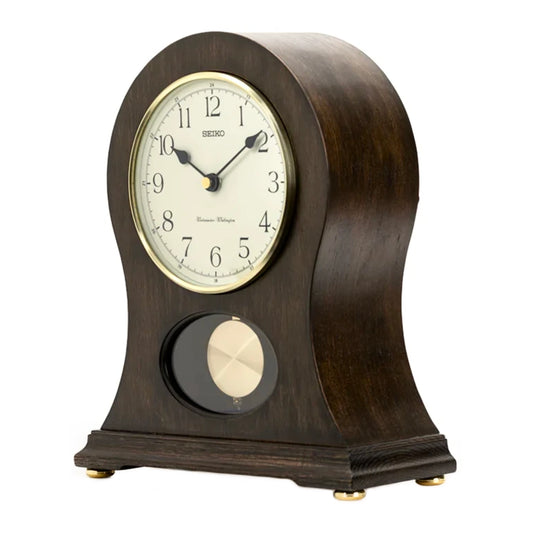 Seiko QXQ037BLH "Tai" Traditional Curved Wooden Chiming Pendulum Mantel Clock