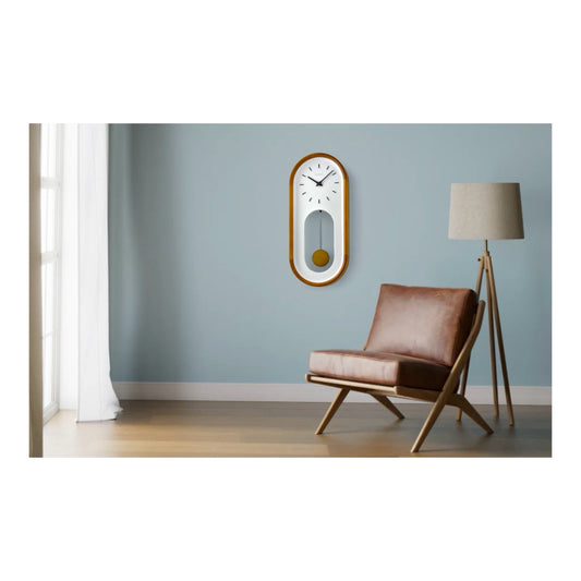 Seiko QXC247BLH "Sven" Modern Wooden Pendulum Wall Clock with Raised Numerals