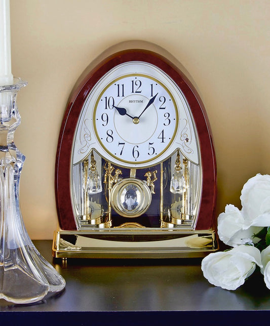 Rhythm “Joyful Crystal Bells” Musical Motion Decorative Pendulum Mantel Clock - 4RJ636WD23