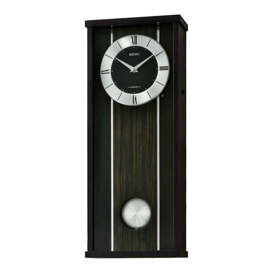 Seiko QXM396KLH "Kurai" Modern Musical Decorative Pendulum Wooden Wall Clock