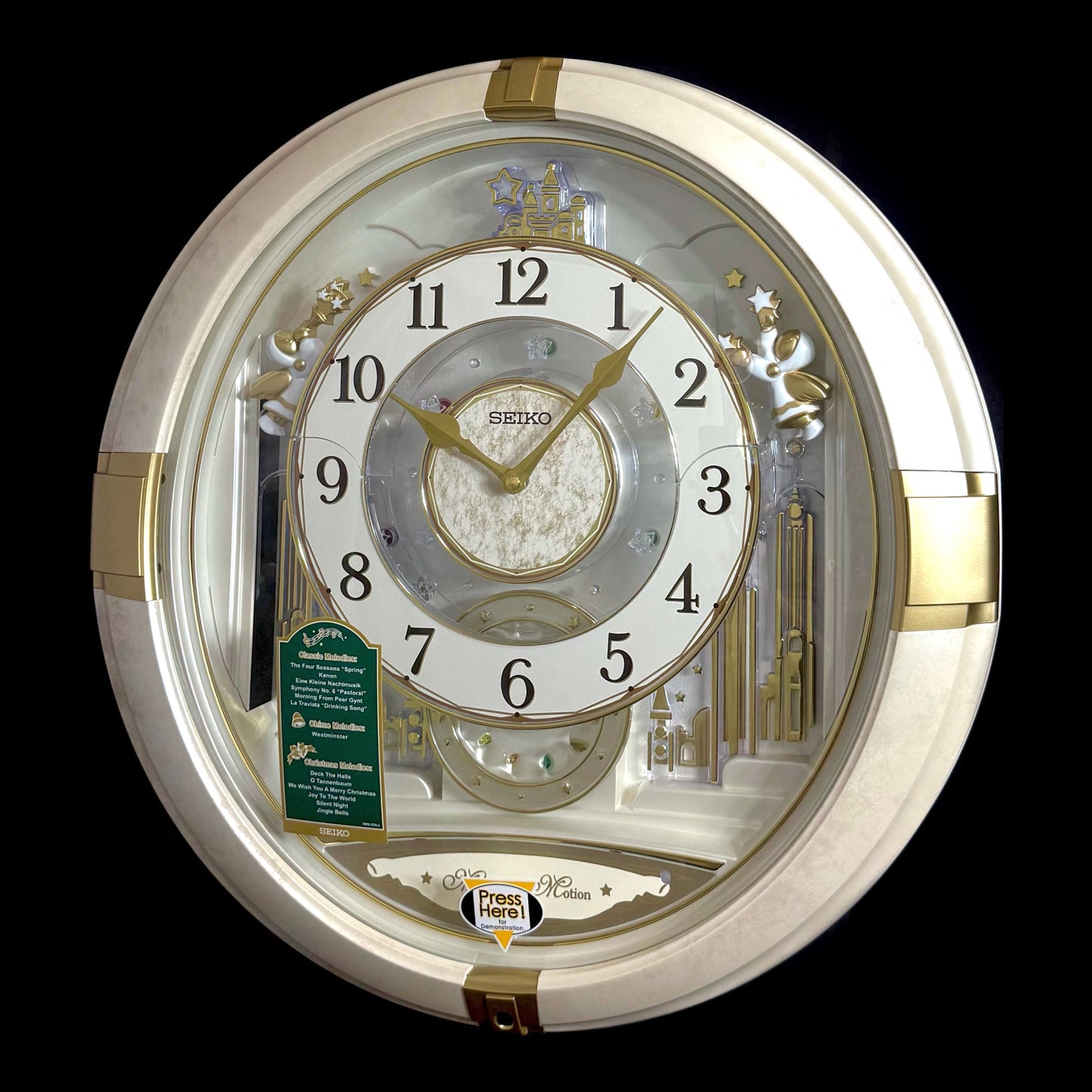 Seiko QXM603WRH “Winter Angels” Melodies in Motion Jaw-Dropping Dial Musical Moving Wall Clock