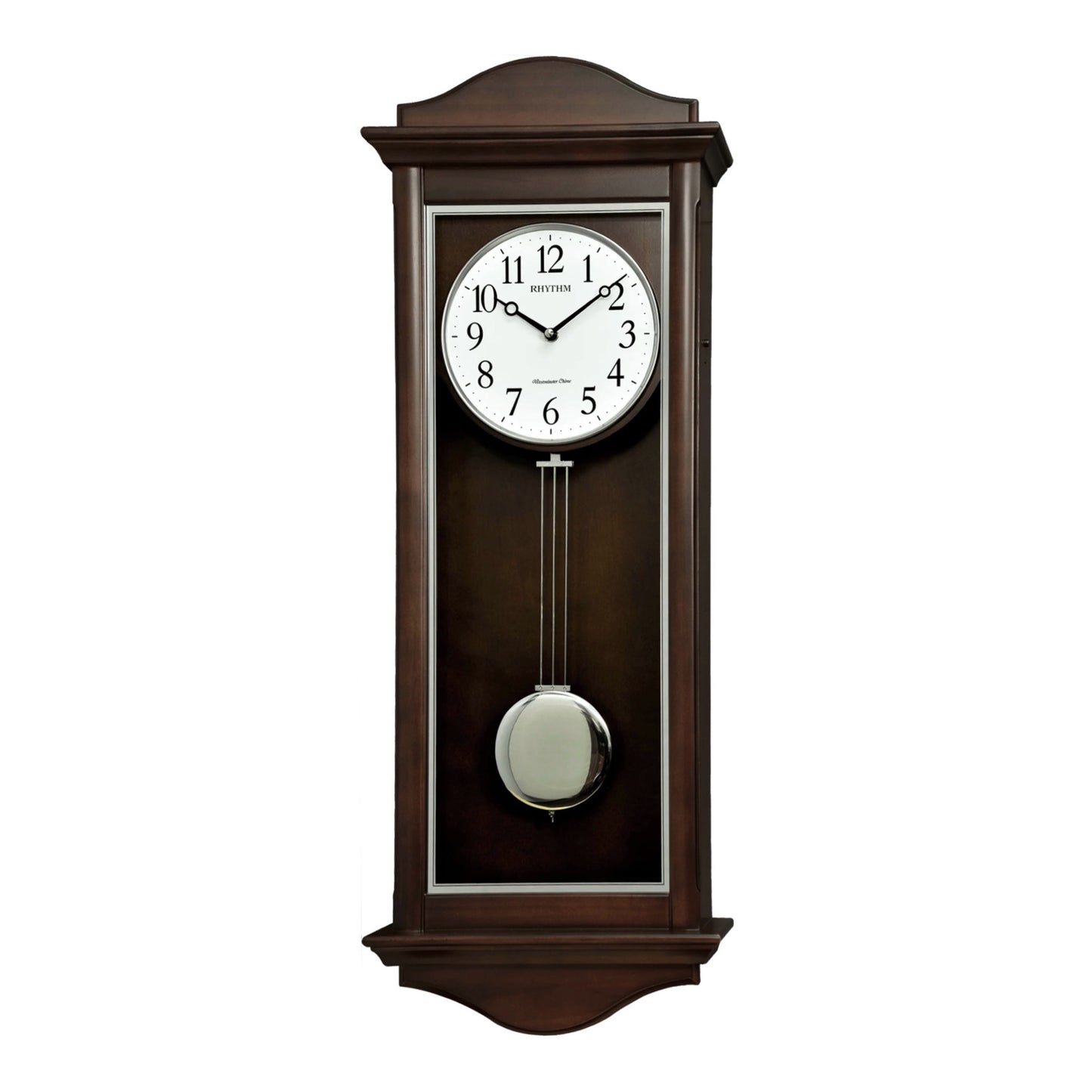 Rhythm “WSM Randolph” Modern Wooden Musical & Chiming Pendulum Wall Clock - CMJ590NR06
