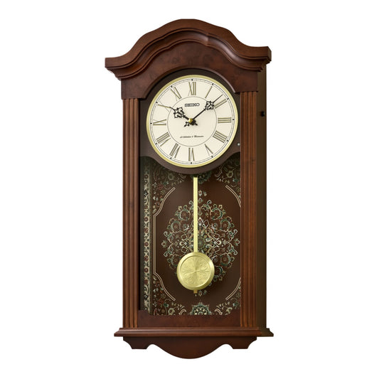 NEW! | Seiko QXM618BLH "Tapestry" Traditional Wooden Musical Pendulum Wall Clock with Westminster Melody