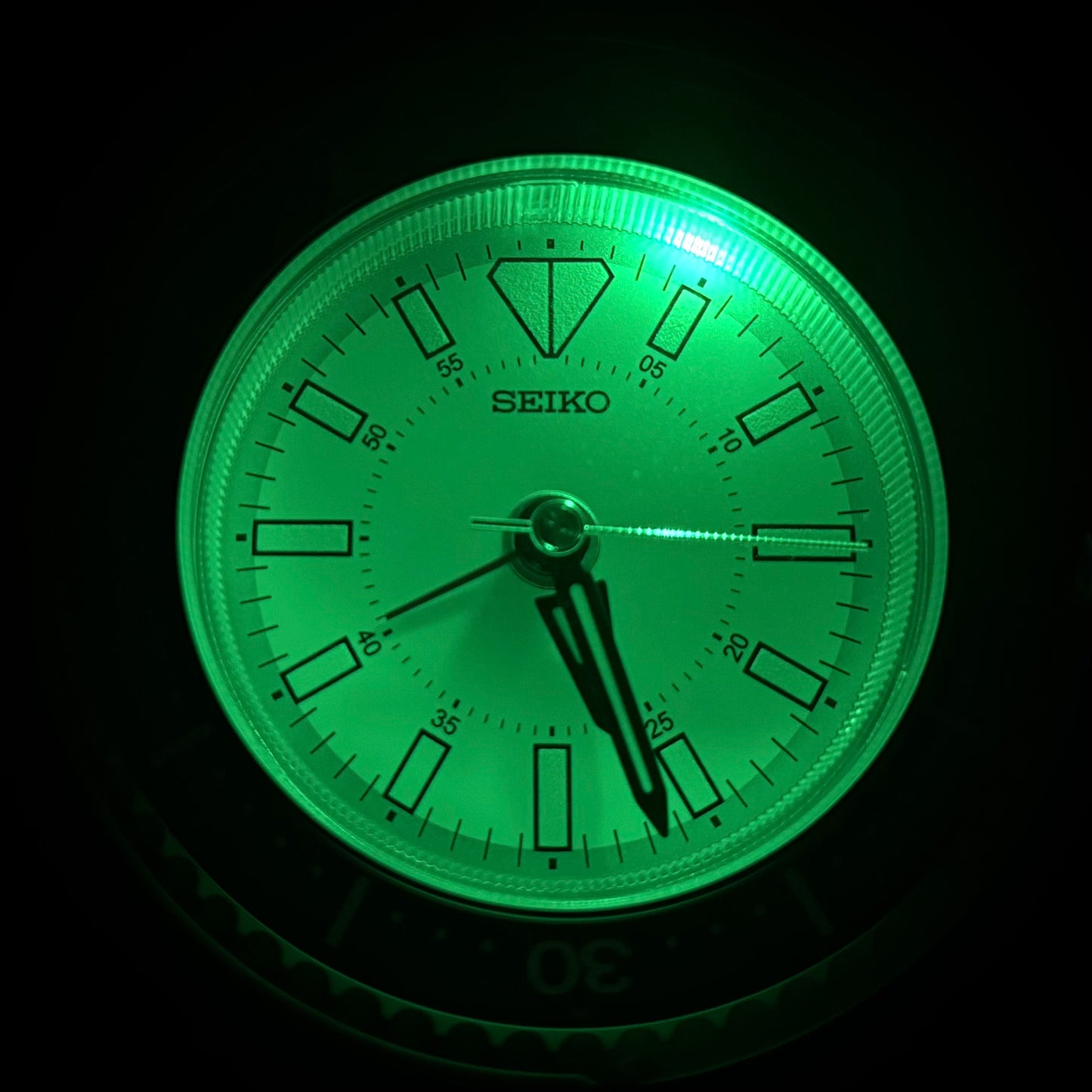 Seiko QHE207SLH "Mai Modern Watch Dial" Silver Heritage Design Luminous Desk & Alarm Clock with Rotating Bezel