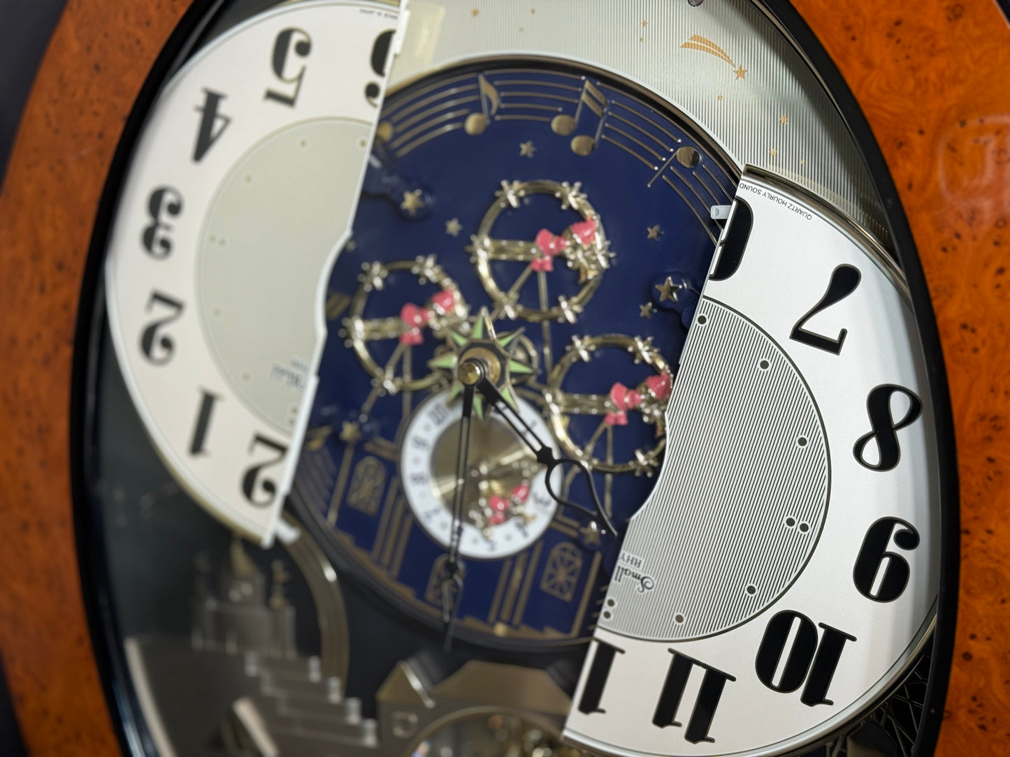 Rhythm “DWS Timecracker” Moving Dial Magic Motion Musical Wooden Wall Clock with Popular Melodies - 4MH752-R06