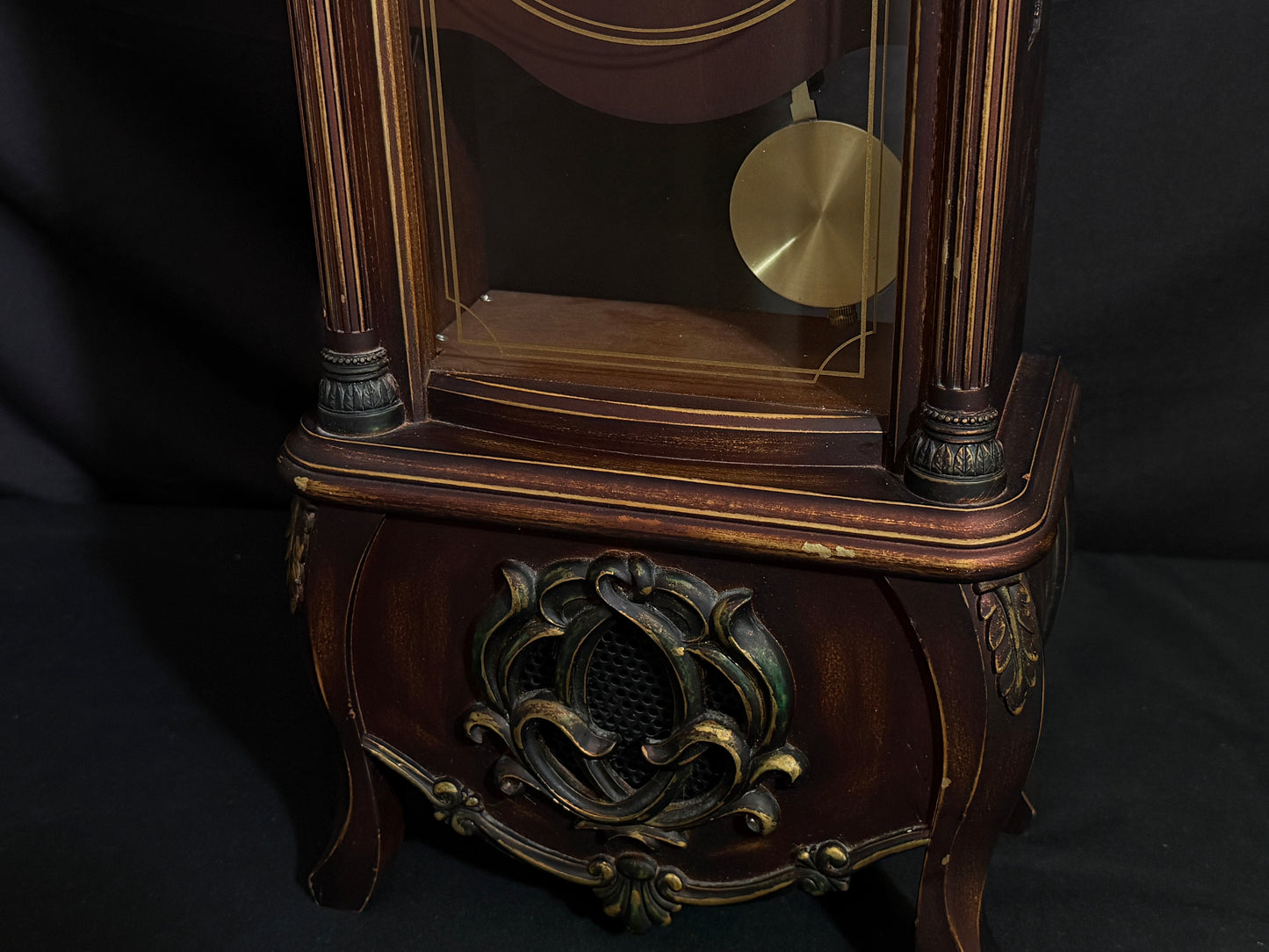 Rhythm "CTS Venetian" Antique-Style Wooden Musical Pendulum Mantel Clock with Intricate Carved Frame - CRJ715UR06