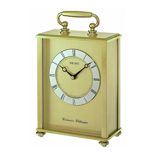 Seiko QHJ201GLH "Tama" Metal Chiming Carriage Mantel & Table Clock