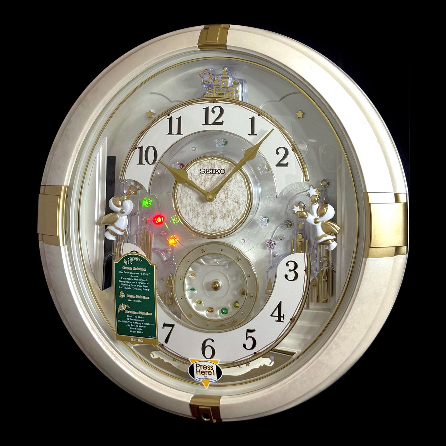 Seiko QXM603WRH “Winter Angels” Melodies in Motion Jaw-Dropping Dial Musical Moving Wall Clock with 13 Songs