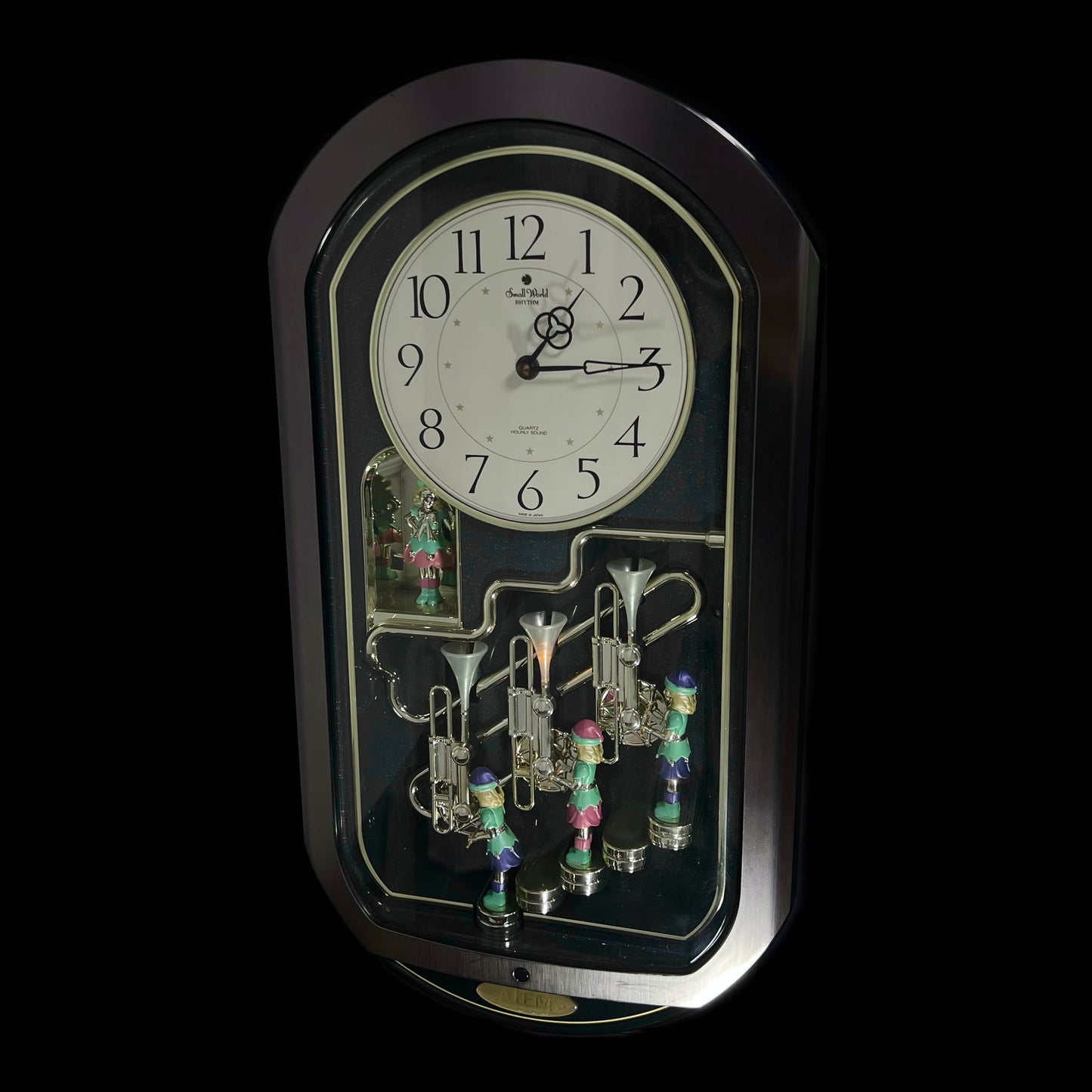 Rhythm "Trumpet Trio" Magic Motion Musical Wall Clock with Animated Figurines - 4MH712-R02