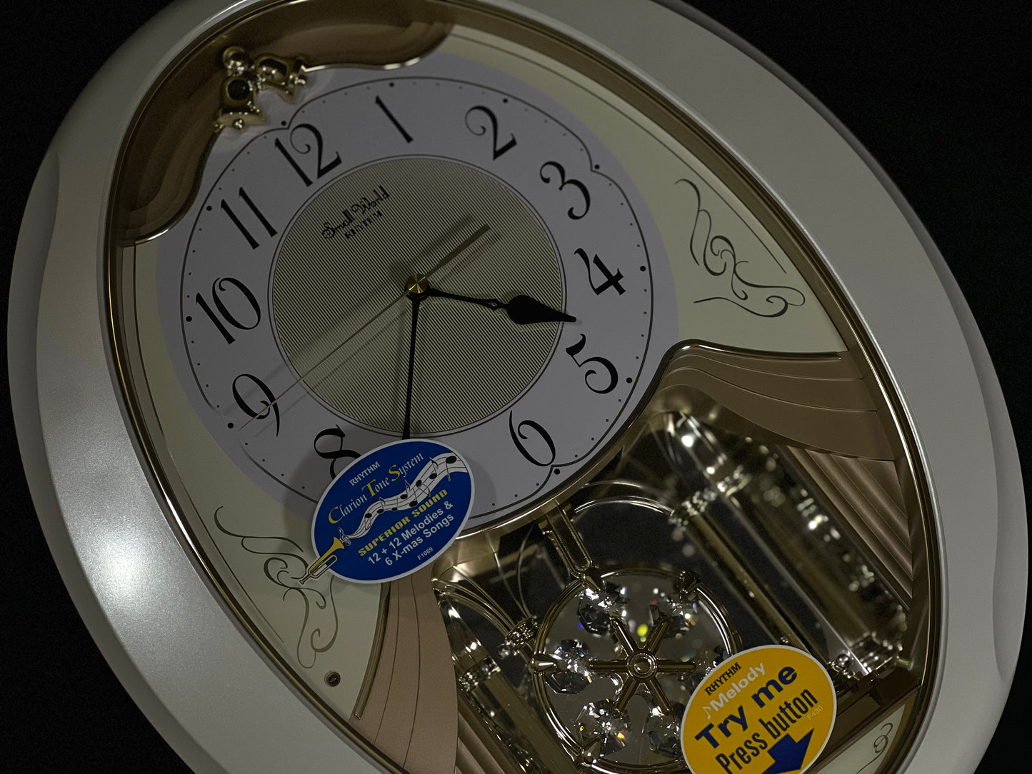 Rhythm “Snowflake Pearl” Musical Motion Decorative Pendulum Wall Clock - 4MJ440WU03