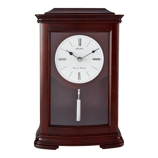 Seiko QXQ013BLH "Suki" Contemporary Modern Wooden Chiming Pendulum Mantel Clock