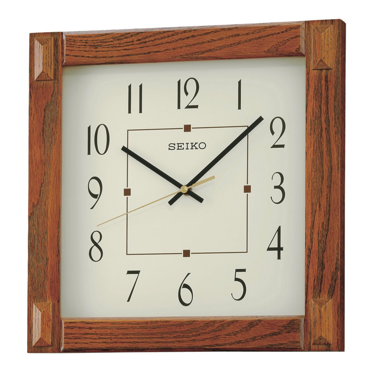 Seiko QXA469BLH "Mission Oak Square" Wooden Wall Clock