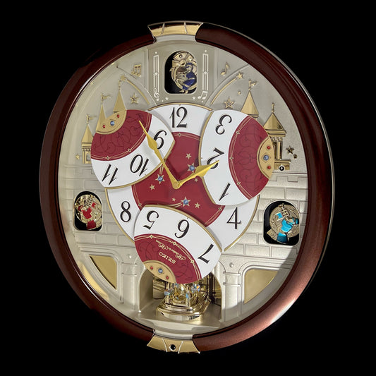 Seiko QXM565BRH "2016 Special Collector's Edition" Melodies in Motion Dancing Dial Musical Wall Clock with Music by The Beatles