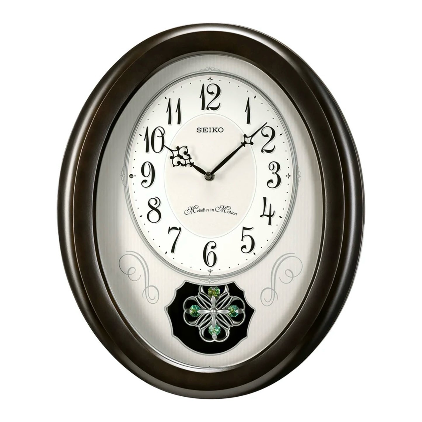 Seiko QXM606NLH "Bluebell" Melodies in Motion Musical Wooden Decorative Pendulum Wall Clock with 18 Songs