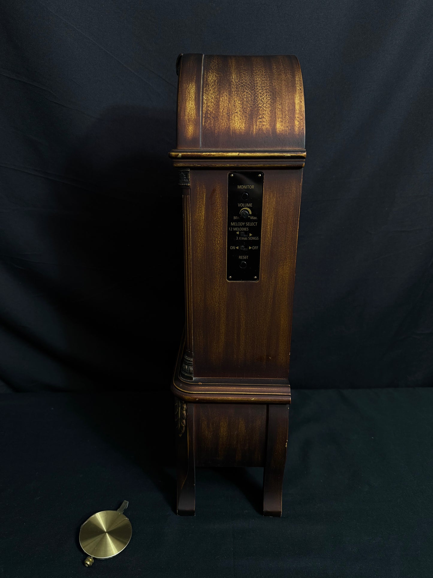 Rhythm "CTS Venetian" Antique-Style Wooden Musical Pendulum Mantel Clock with Intricate Carved Frame - CRJ715UR06